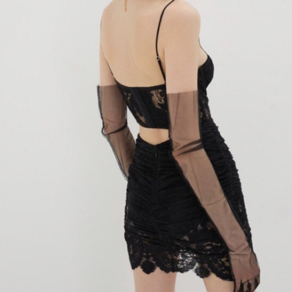New For Love & Lemons Regina Cut Out Mini Dress-Black-Size Large - Picture 2 of 13